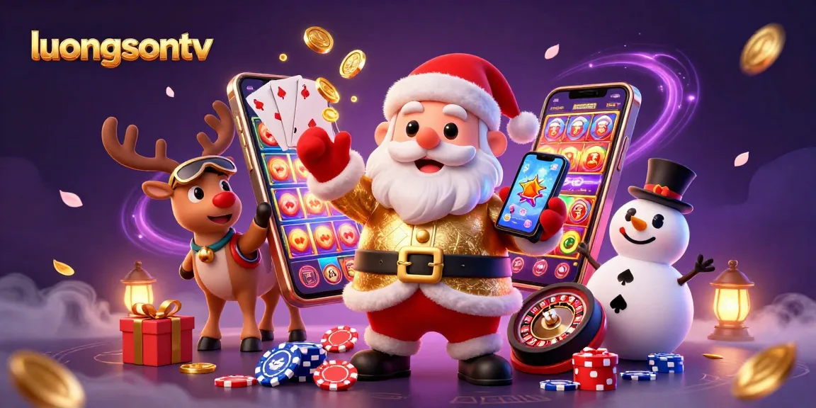 Experience winning at luongsontv with Santa and friends celebrating vibrant casino fun.