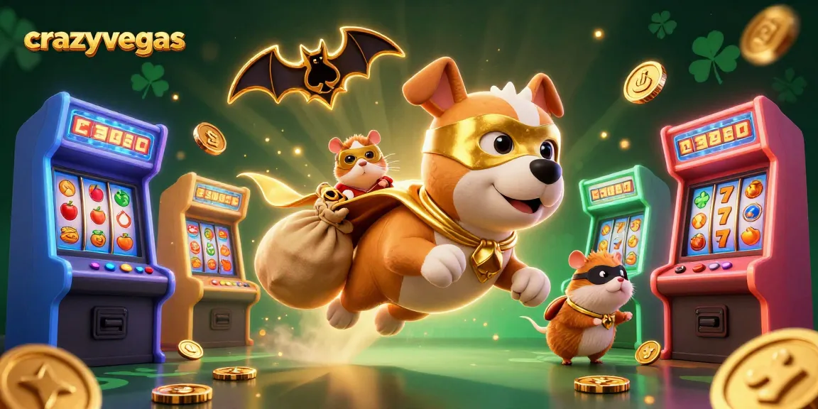 Experience thrilling gaming at crazyvegas with a vibrant superhero scene featuring gold coins and casino elements.
