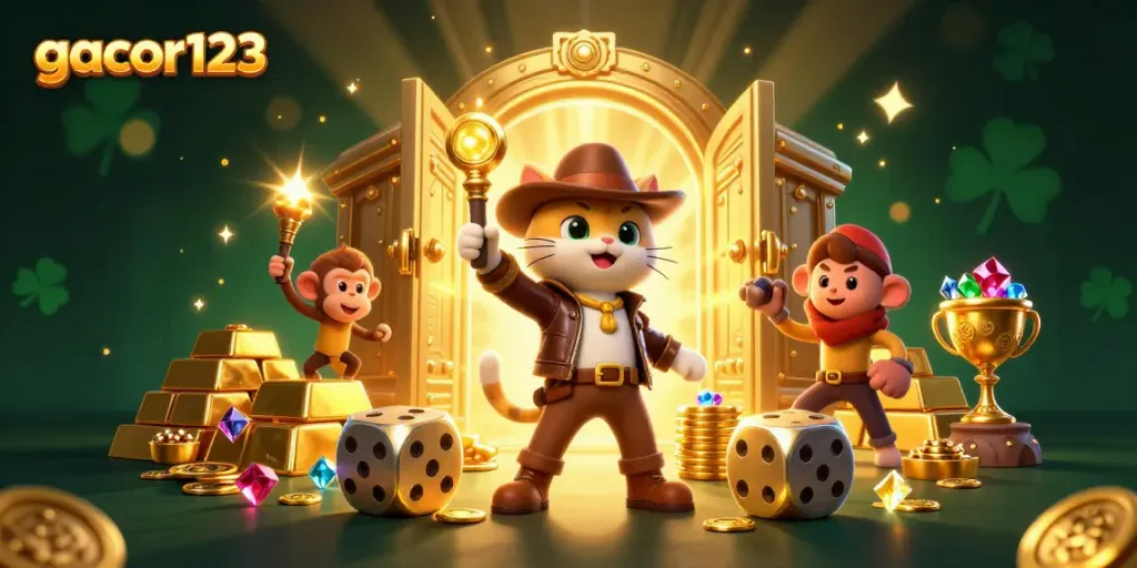 Engage with gacor123 as the explorer cat and monkey uncover casino treasures in a mysterious temple.