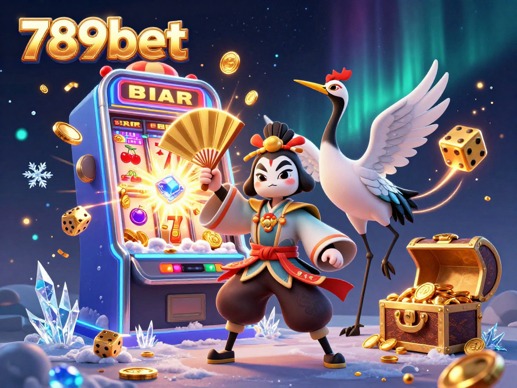 Experience immersive gaming thrills with 789bet in a vibrant 3D casino scene filled with jackpots and action.