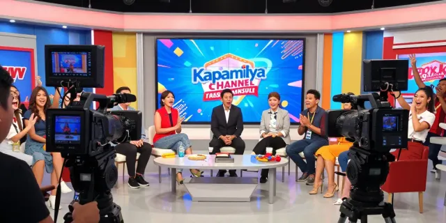 Live broadcast environment of kapamilyachannel.com with dynamic presenters engaging viewers in an energetic atmosphere.