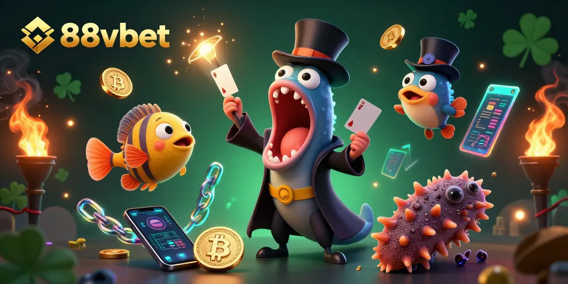 Join the action at 88vbet with a magical casino experience illustrated amid vibrant crypto elements.