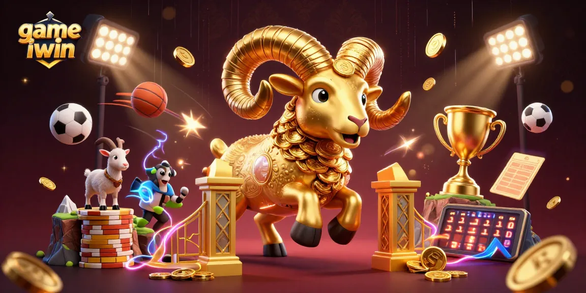Play game iwin thrillingly with dynamic sports balls, golden ram, and vibrant casino elements.