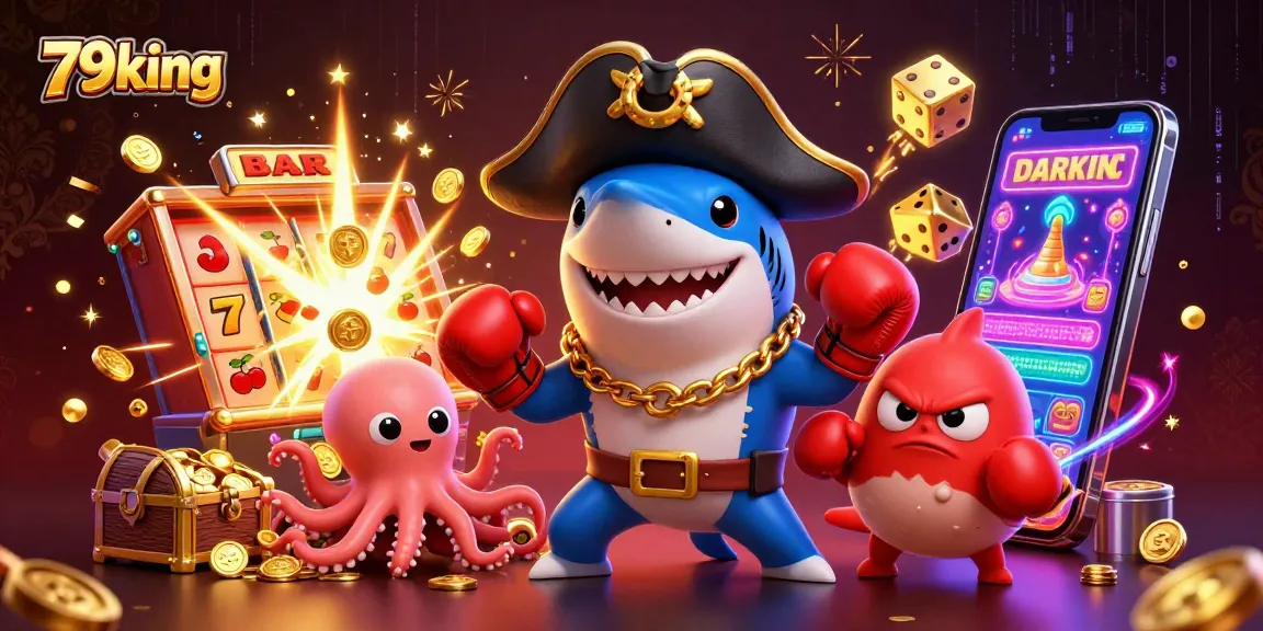 Win big with 79king in an exciting 3D casino scene featuring colorful characters and action.