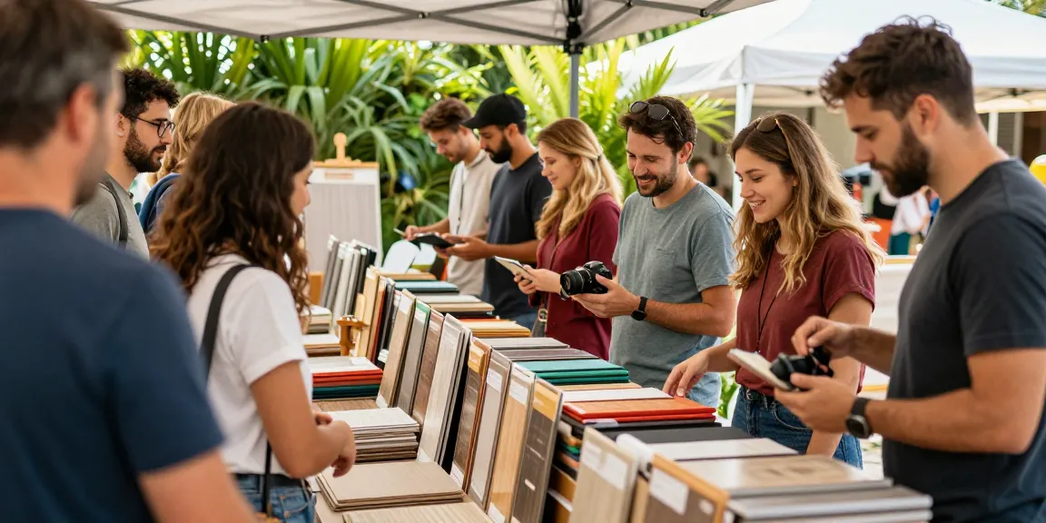 Shopsmart shoppers exploring high-quality flooring products at a local market.