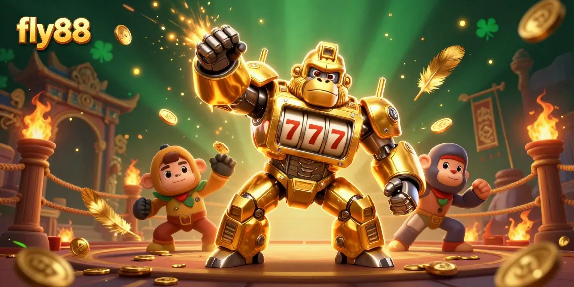Experience the excitement with fly88's immersive gaming featuring the dynamic gorilla mech and an engaging atmosphere.