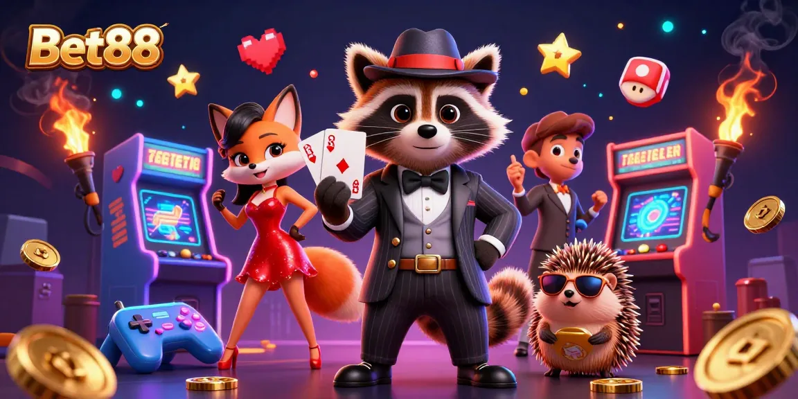 Experience thrilling games at Bet88 with engaging characters and vibrant casino elements.