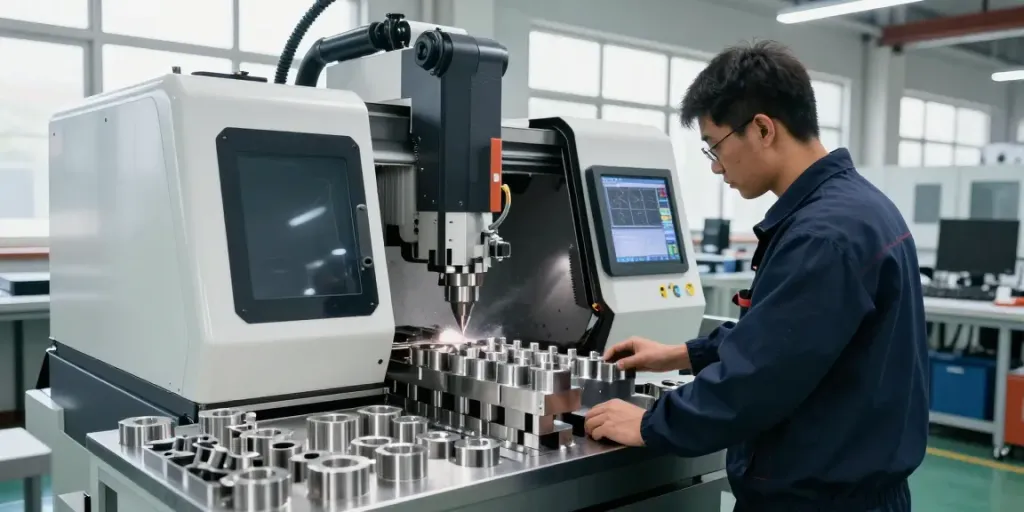 CNC stainless steel parts suppliers manufacturing precision components in a modern workshop.