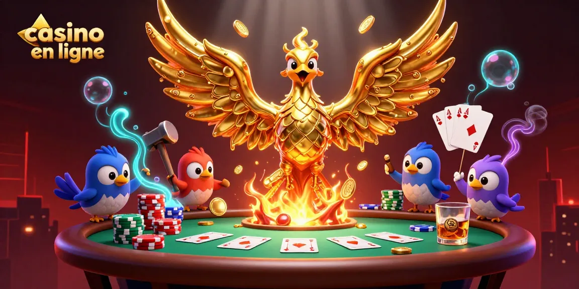 Gagnez avec les casinos en ligne grâce au phoenix doré et aux éléments de poker captivants.