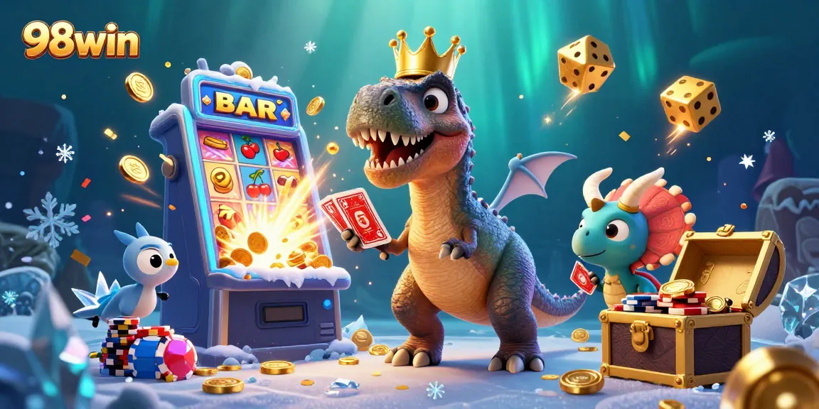 Experience thrilling slot action with 98win’s exciting casino atmosphere and vibrant characters.