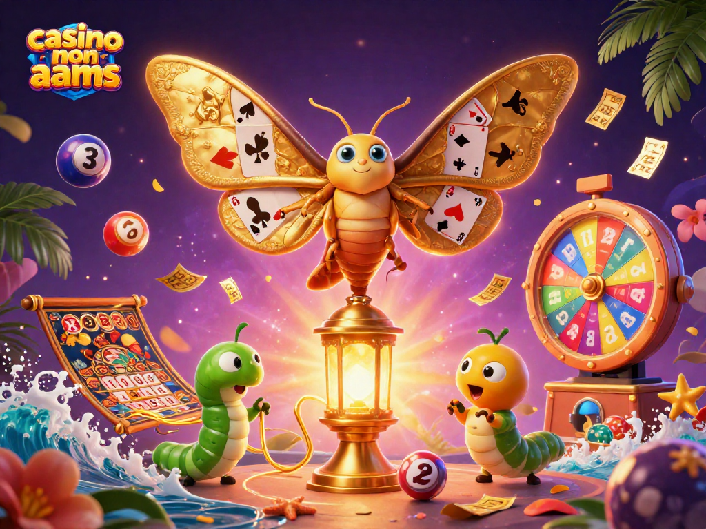 Giocare nei casino non AAMS con la farfalla d'oro e giochi fortunati in un'atmosfera festosa.