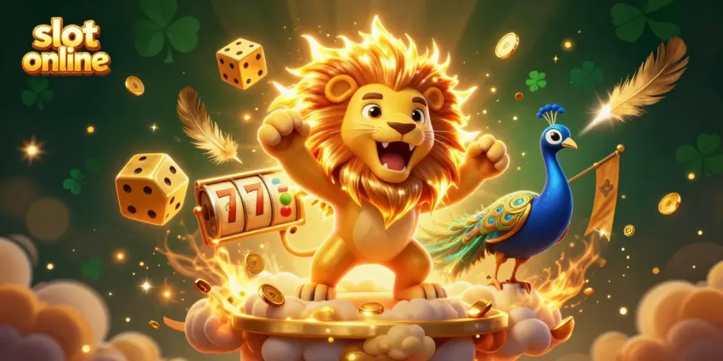Experience slot online thrills with golden symbols, vibrant characters, and energetic atmosphere.