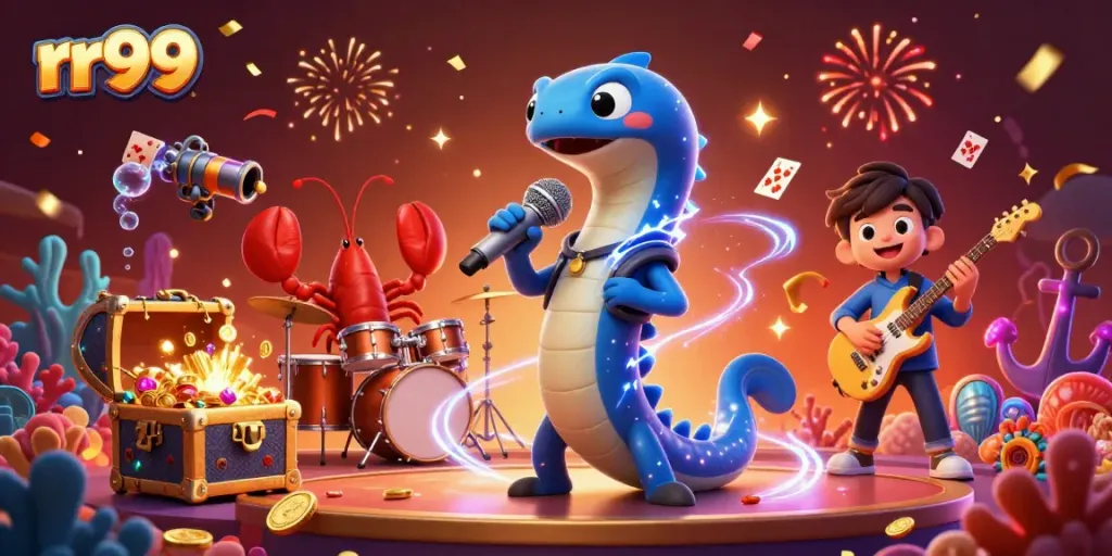 Experience thrilling gameplay at rr99 with an electrifying underwater casino concert featuring whimsical characters.