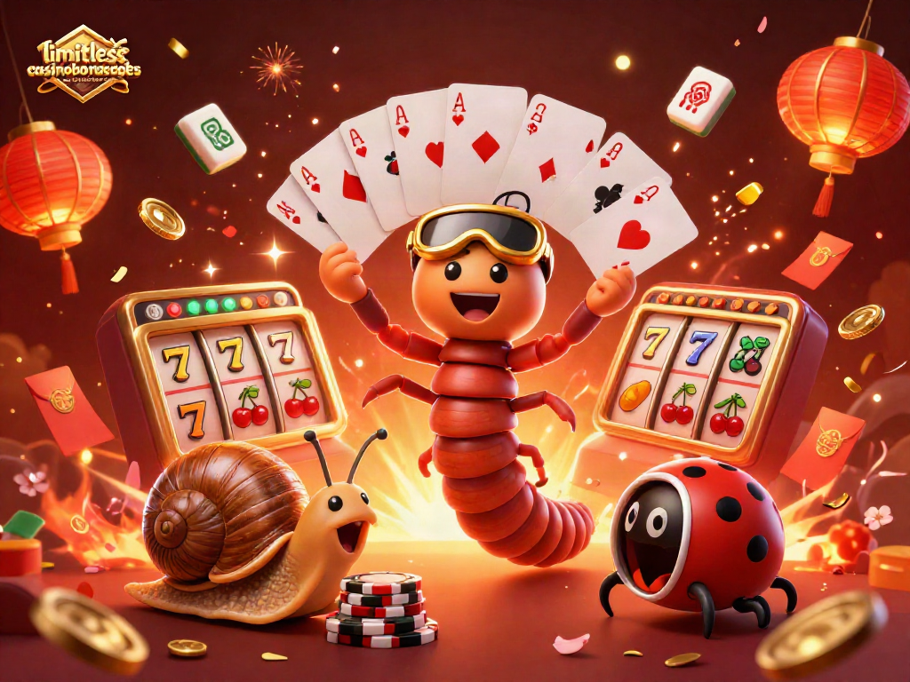Exciting limitlesscasinobonuscodes illustration showcasing a colorful casino scene with unique characters.