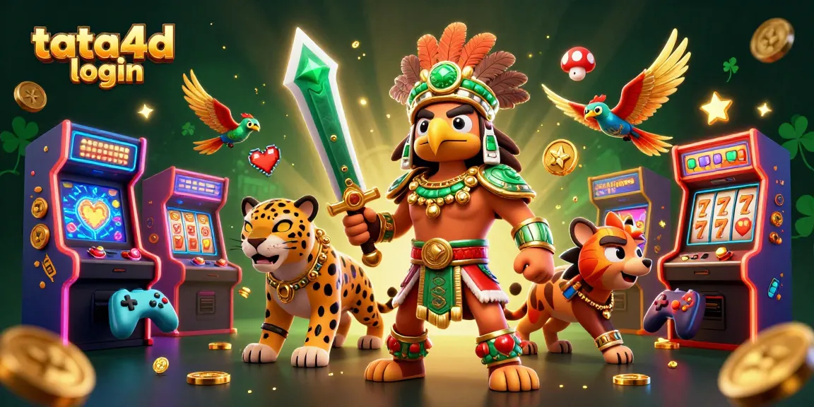 Experience the excitement of tata4d login with vibrant casino game elements in a rich 3D scene.