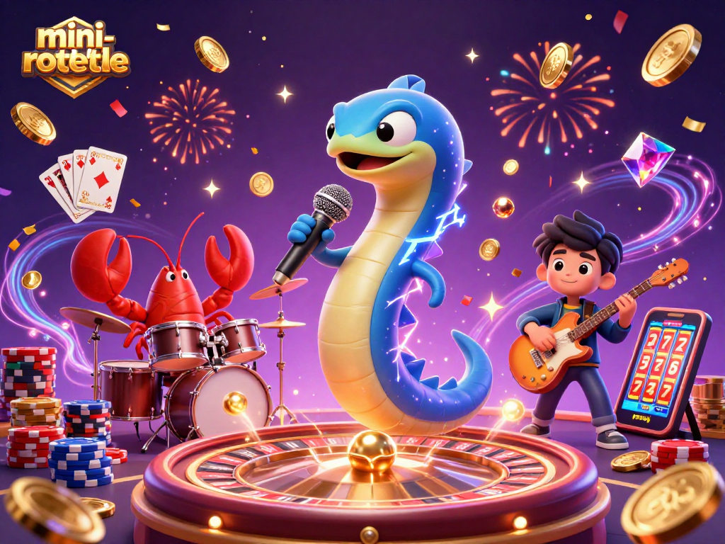 Experience the electrifying thrill of mini-roulette with lively characters and casino elements.