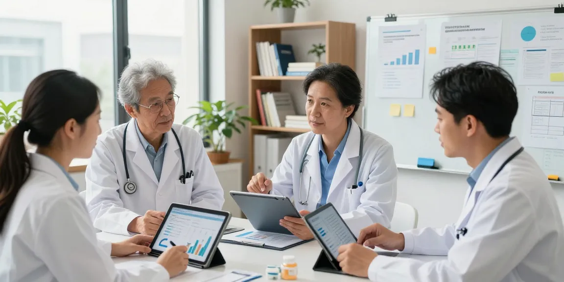 Healthcare professionals analyzing retatrutide vendor rankings in a modern office setting.