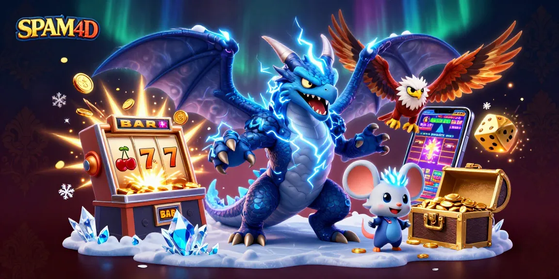 Menangkan jackpot SPAM4D dengan ilustrasi kasino megah nuansa 3D yang penuh energi.