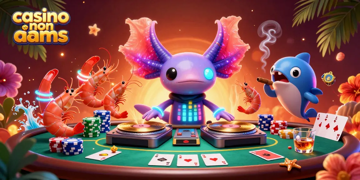Giocare in casino non AAMS con un DJ axolotl e personaggi marini in un'atmosfera festosa