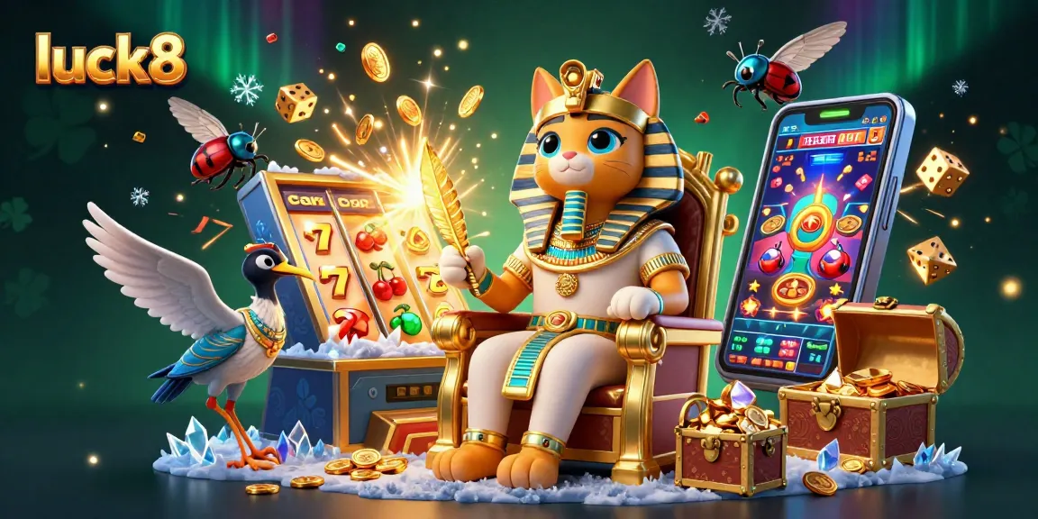 Engage with luck8's thrilling casino experience amid vibrant slot machine action and stunning 3D visuals.