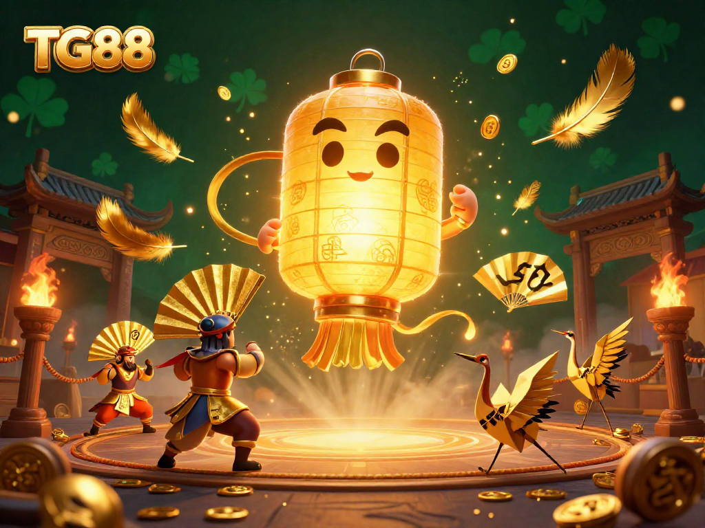 Engage in thrilling gaming moments at TG88 with spectacular 3D visuals of golden lanterns and exciting casino elements.