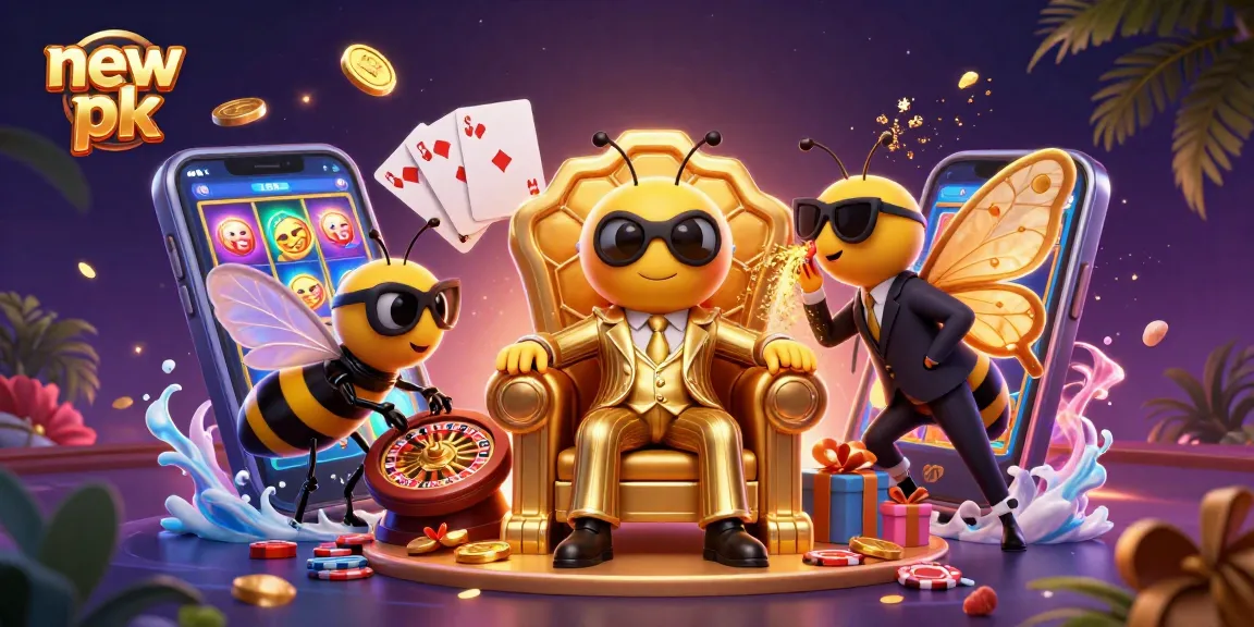 Engage in exhilarating gaming with new pk as vibrant slots and characters come alive in a 3D scene.