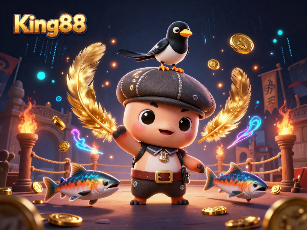 Engage with King88's vibrant 3D casino world, featuring lively characters and exciting gaming elements.