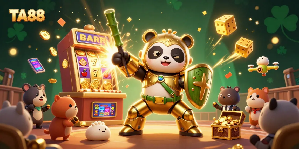 Watch the TA88 golden panda pilot a vibrant, action-packed casino arena scene.