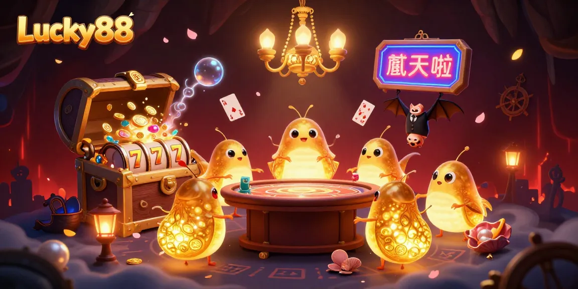Experience thrilling gameplay at Lucky88 with vibrant slot reels and illuminated glowworms!