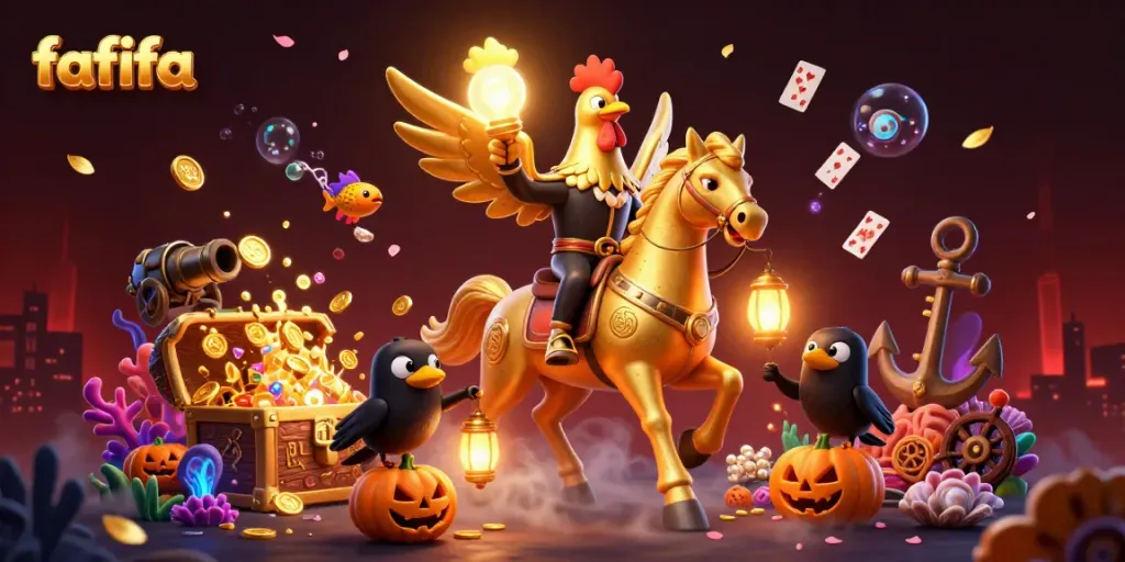 Experience thrilling gameplay at fafifa as the golden rooster rides through the midnight casino.