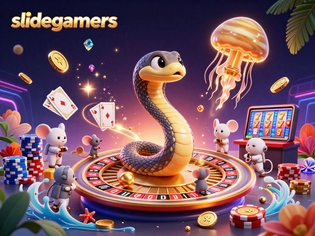 Experience thrilling bets with slidegamers in a vibrant casino universe with enchanting characters.
