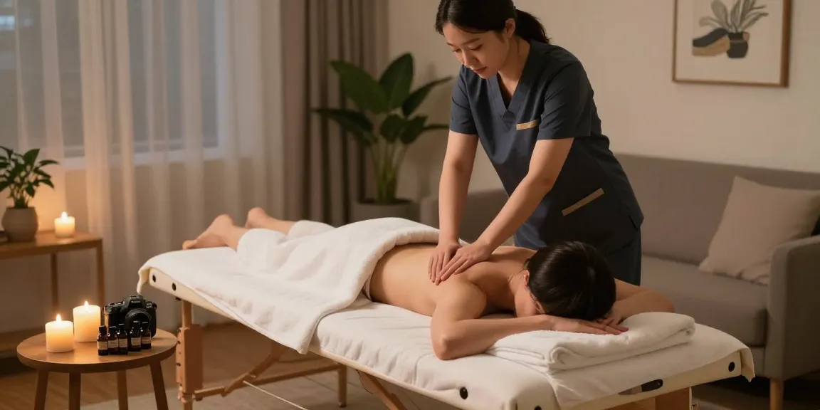 Experience 부천출장마사지 in a serene home spa setting with a professional therapist.