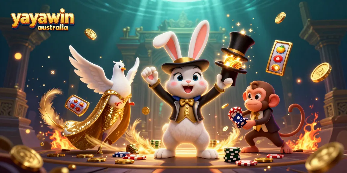 Experience the joy of exciting pokies with yayawin australia, showcased by a whimsical illustration.