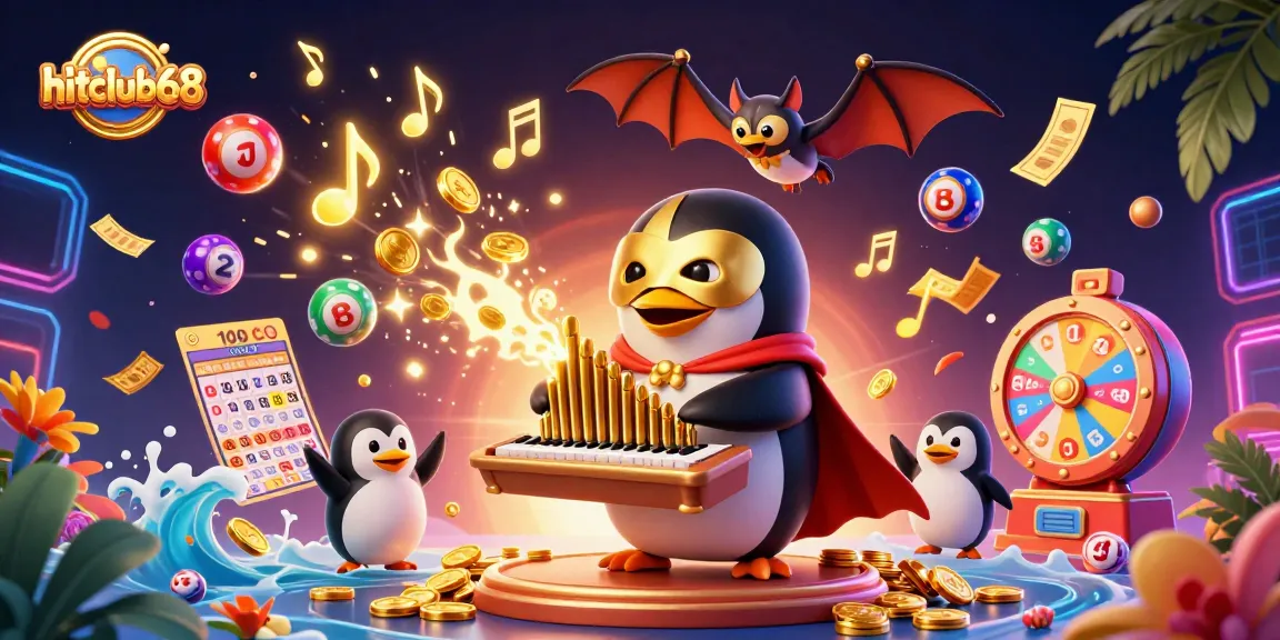 Experience the excitement at hitclub68 with cartoon characters engaging in lively casino action.