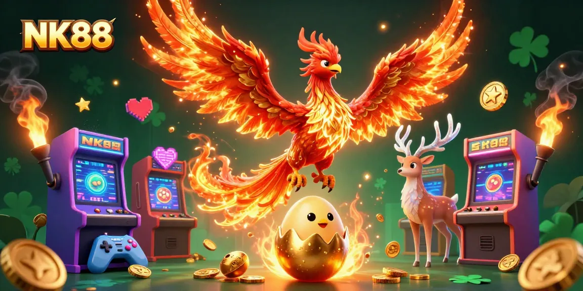 Engage in thrilling gameplay at NK88 with vibrant casino elements and mystical characters.