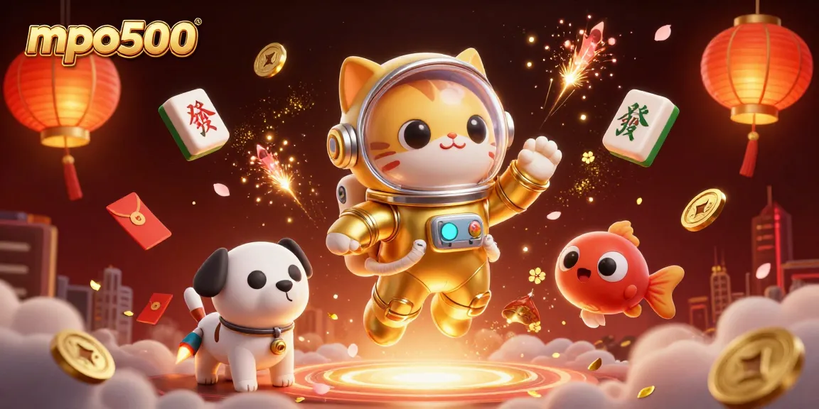 Experience exciting gameplay with mpo500 as the astronaut cat and robot dog explore a vibrant casino nebula.