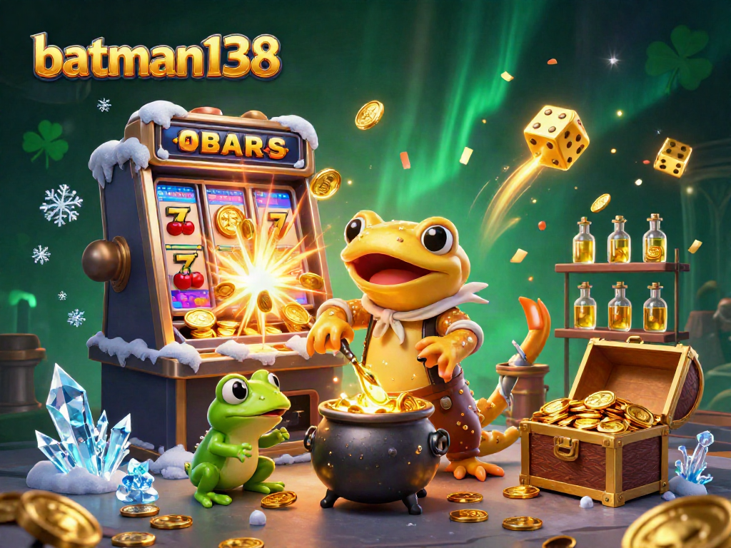 Spin the reels at batman138 with a vibrant 3D scene of gold and jackpot excitement!