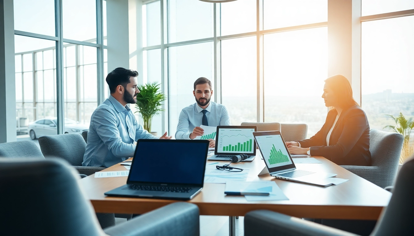 Engaged professionals discussing british gas business gas strategies in a modern office.