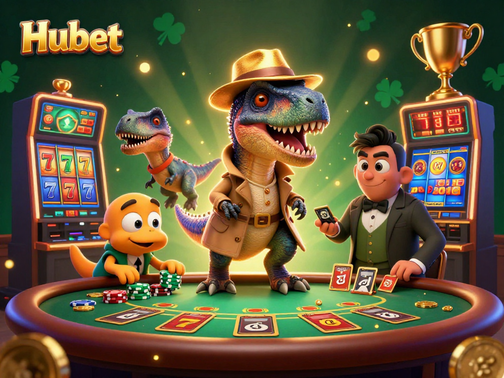 Hubet offers an exciting casino experience with a thrilling velociraptor card counter and playful game elements.