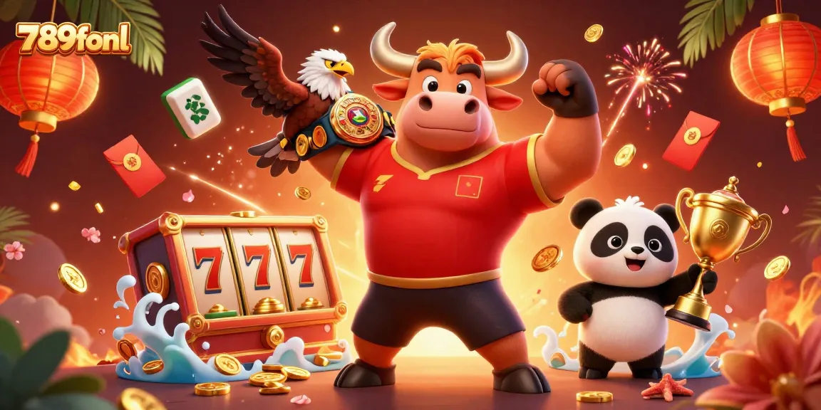 Engaging 3D illustration of characters celebrating at 789fonl online casino with vibrant casino elements.