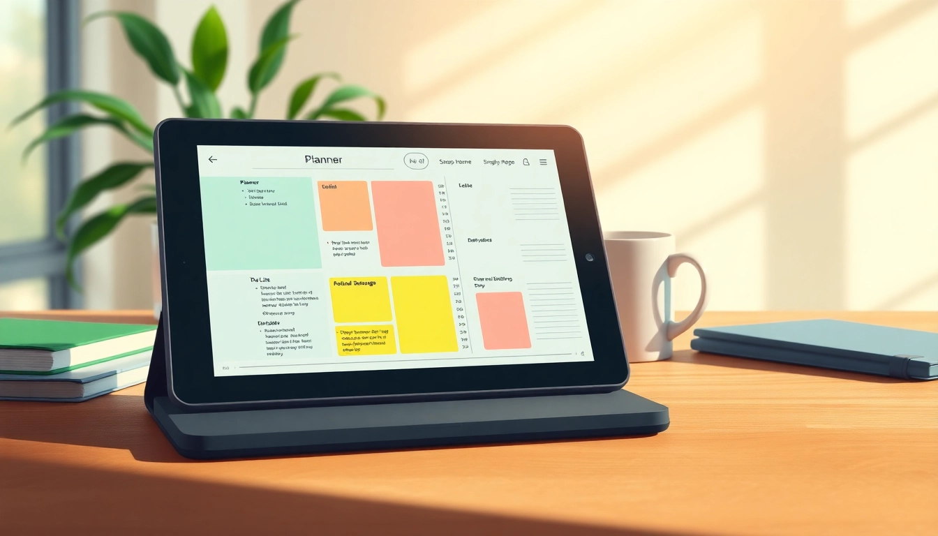Showcase planners for Kindle Scribe interface on a modern desk, emphasizing organization and creativity.
