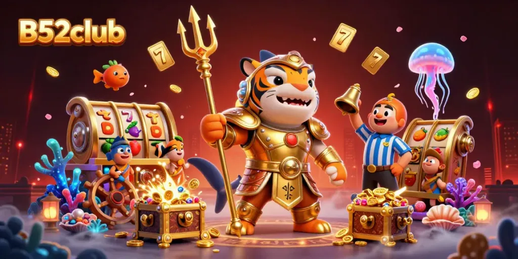 Experience thrilling gameplay with B52club in a vibrant underwater casino scene.