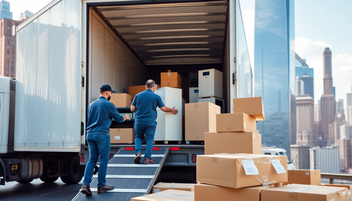 Efficient team performing Office Moving Services NYC with precision and care in a busy urban environment.