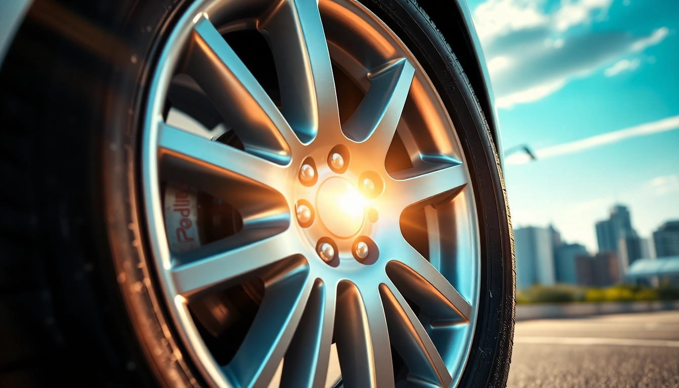Efficiently showcasing wheel and tire cleaner Canada with spotless car wheels in urban settings.