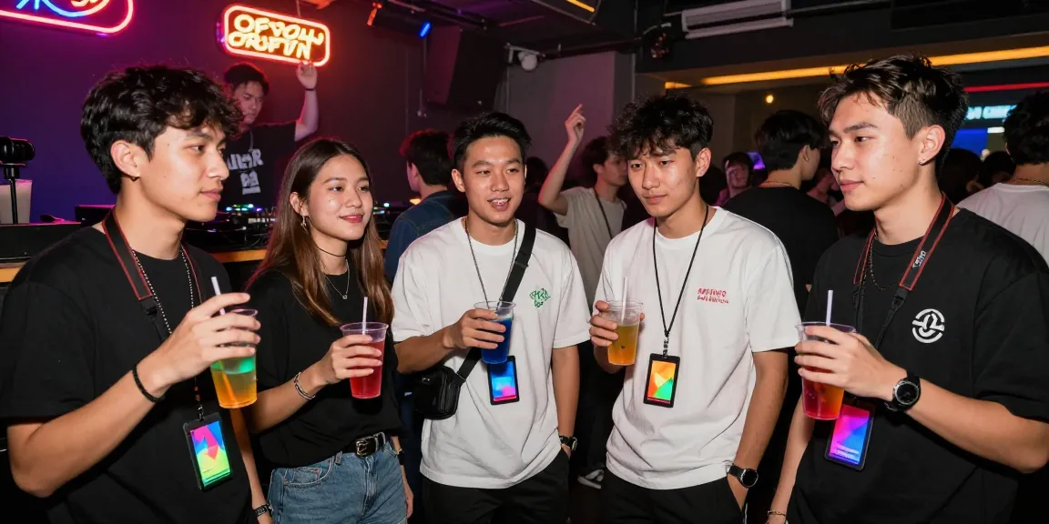 Group enjoying nightlife with Club21ids novelty IDs in vibrant atmosphere.