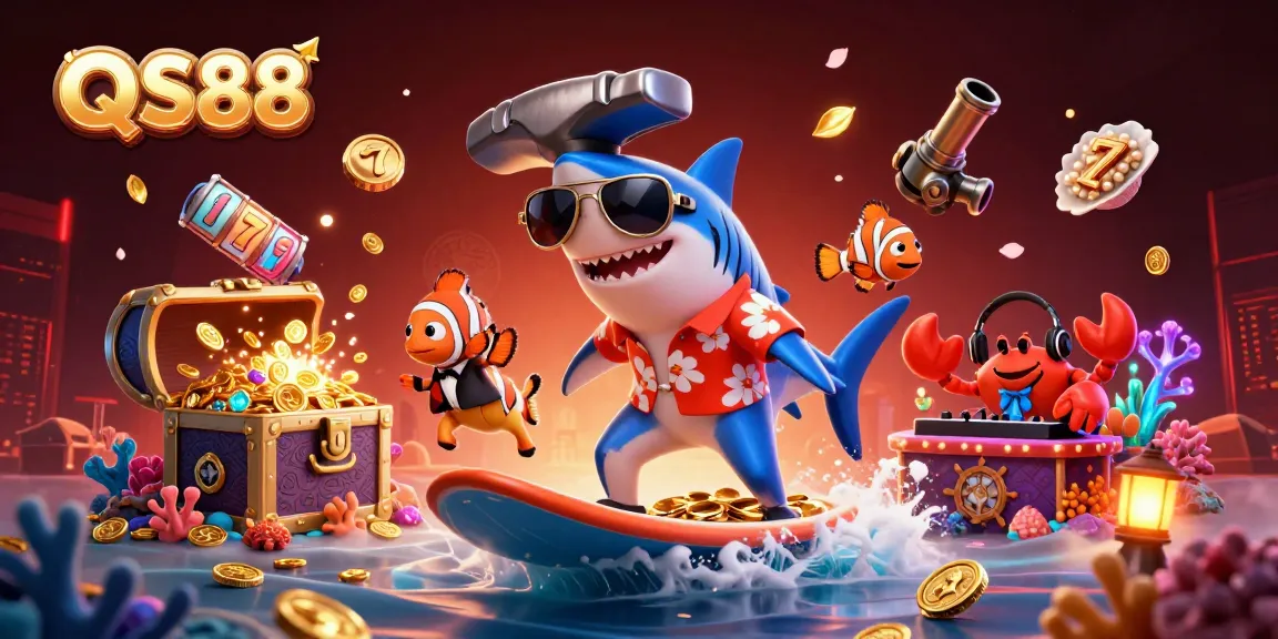 Experience QS88's vibrant gaming adventure with a whimsical 3D ocean scene brimming with excitement.