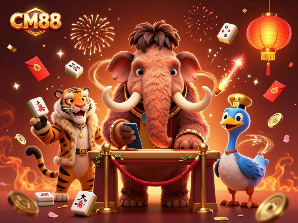 CM88 bouncer checks IDs at casino entry with vibrant gaming elements and festive atmosphere.