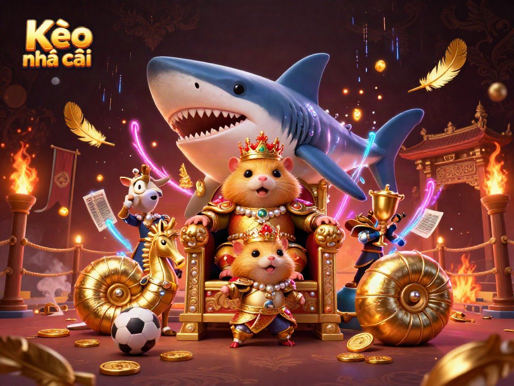 Experience Kèo nhà cái with dynamic betting elements and a golden hamster king in a vibrant arena.