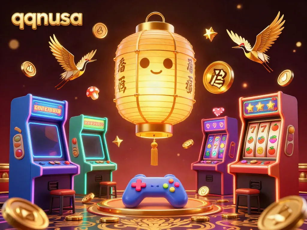 Experience the vibrant energy of qqnusa in a dynamic casino scene with glowing game elements and lucky symbols.