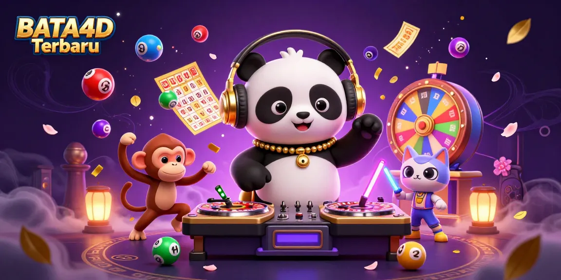 BATA4D Terbaru showcases a DJ panda and breakdancing monkey in a lively, ultra-detailed casino scene.